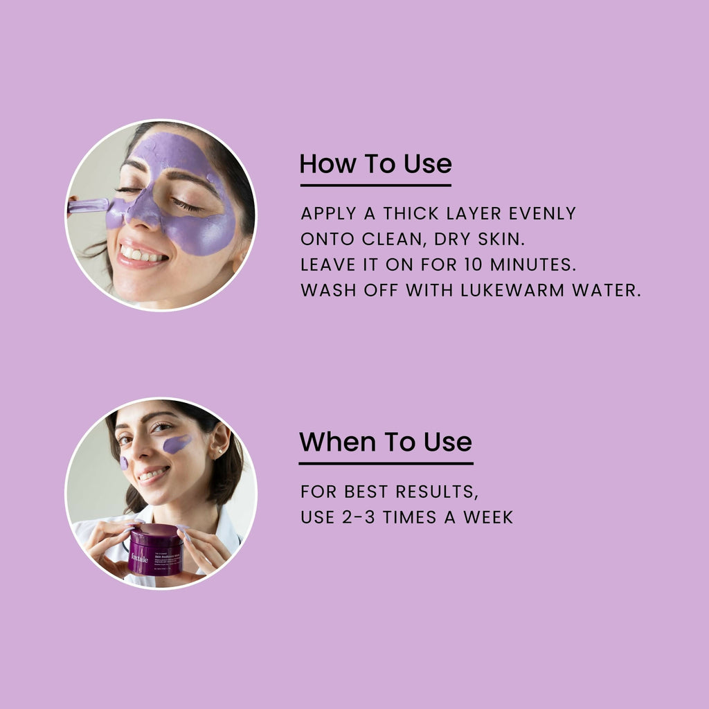 Foxtale De-Tan Face Mask For Glowing Skin - Clay Mask with Lactic Acid For Tan Removal, Reduction in Blackheads, Instant Brightening - Distacart