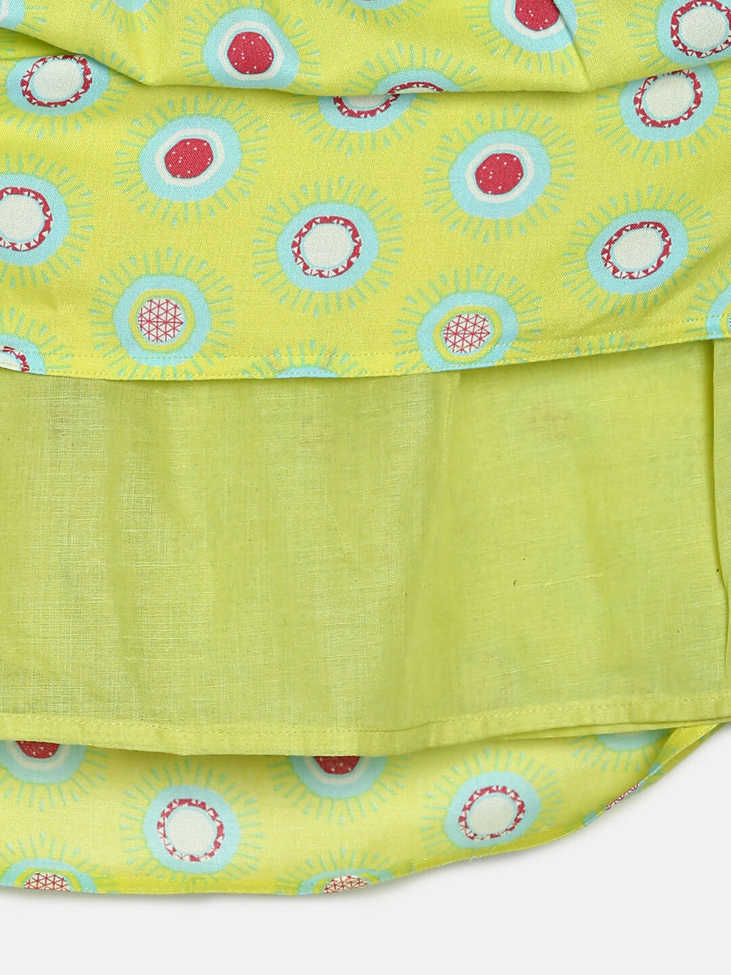 Manet Cotton String Tie Frock Printed - Green