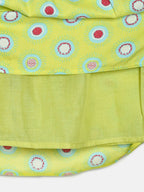 Manet Cotton String Tie Frock Printed - Green
