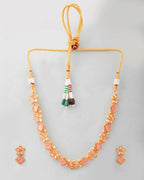 VOJ Gold Tone Kundan And Pink Stone Studded Jewellery Set
