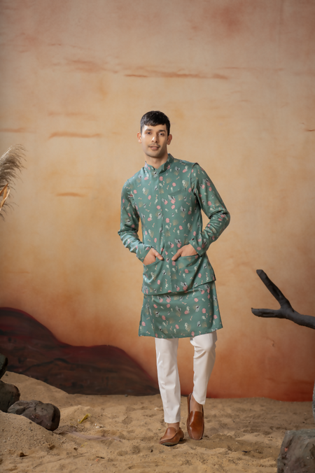 Oceanic Mirage Nehru Jacket Set by Hilo Design