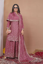 Teeya Creation Dark Onion Color Chinon Silk Wedding Wear Trending Palazzo Set - Distacart
