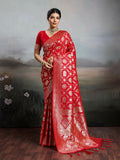 Shree Shyam Fashion Red Silk Blend Saree - Distacart