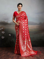 Shree Shyam Fashion Red Silk Blend Saree - Distacart