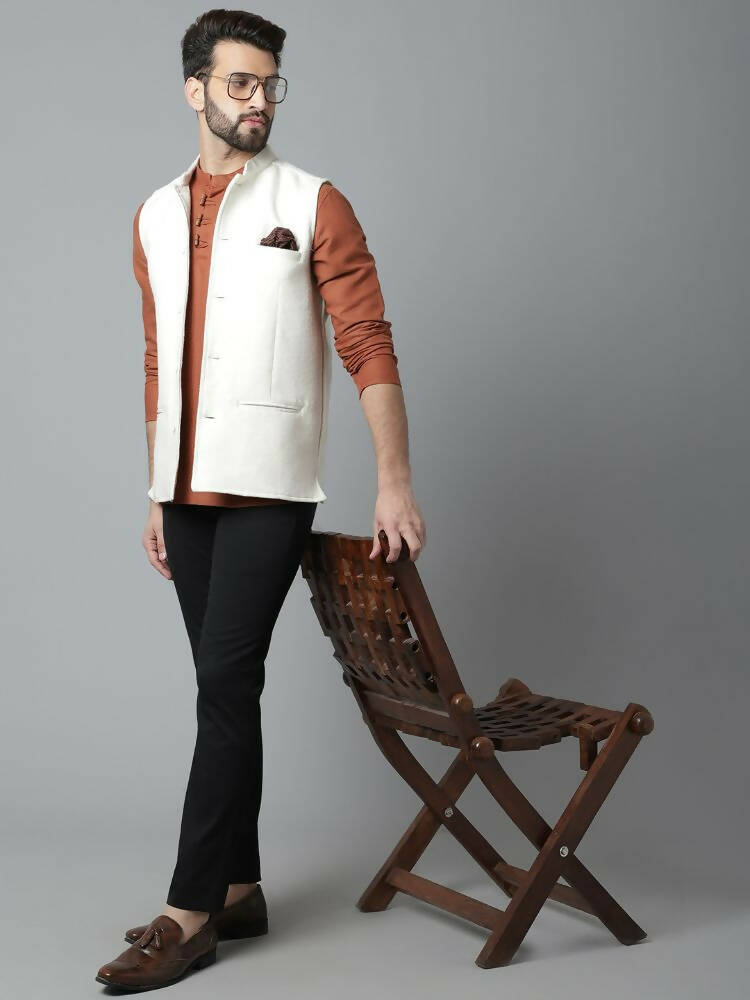 Even Apparels Pure Wool Nehru Jacket - White