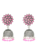 Mominos Fashion Joharkamal Kundan work Jhumka with Baby Pink Beads - Distacart