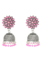 Mominos Fashion Joharkamal Kundan work Jhumka with Baby Pink Beads - Distacart