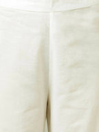 FIORRA Women's White Pure Cotton Flared Kurta Palazzo Set With Dupatta