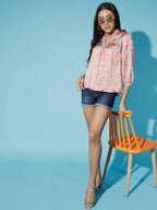 Myshka Women Multi Floral V-Neck Regular Sleeves Polyester Top - Distacart