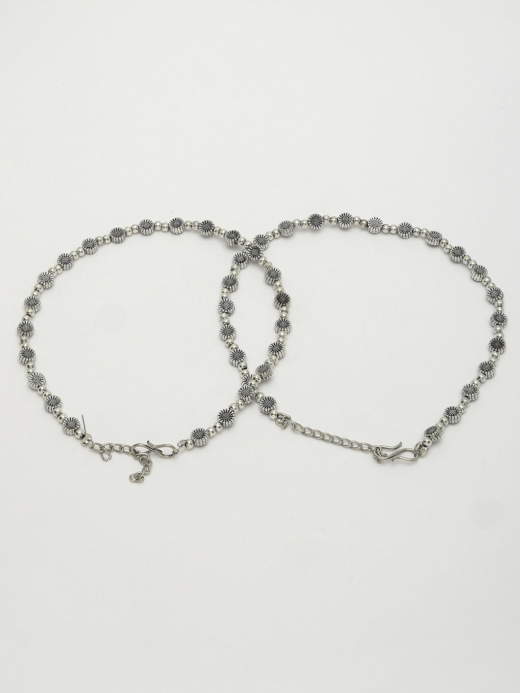 NVR Women's Set of 2 Silver-Plated German Silver Anklets - Distacart
