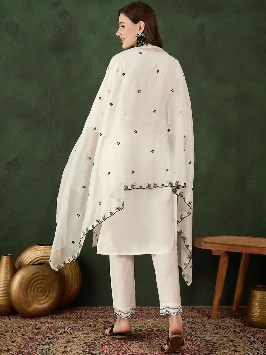 Sangria Embroidered Kurta & Trouser With Dupatta