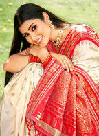 Shree Shyam Fashion Cream Soft Silk Saree - Distacart