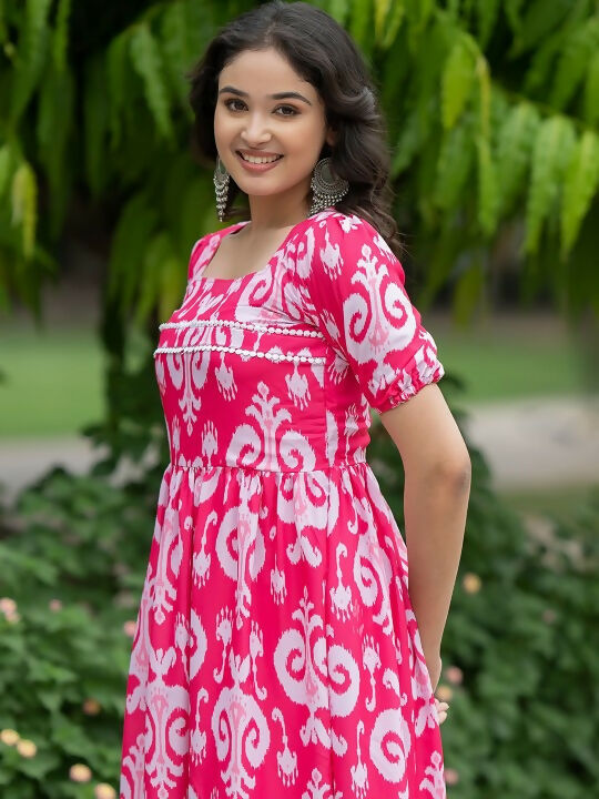 The52 Women's Gorgeous Flared Printed French Crepe Dress - Distacart