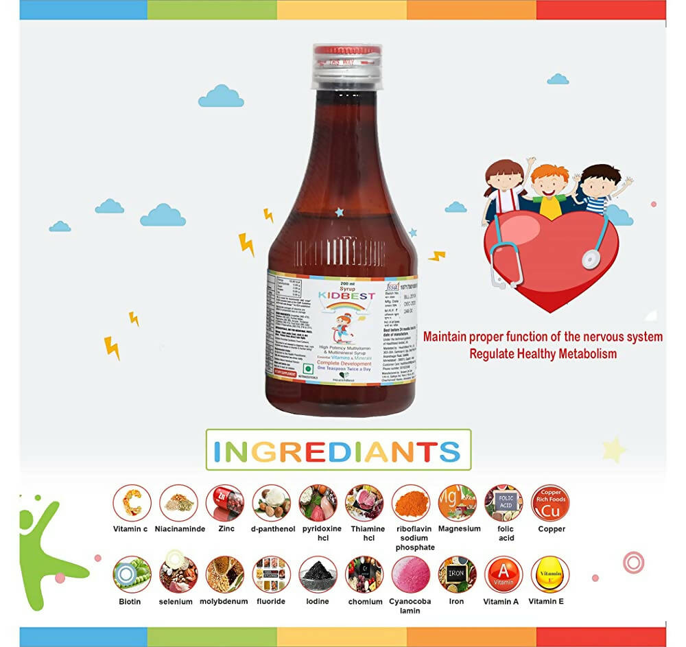 HealthBest Kidbest Multivitamin & Multimineral Syrup for Kids - Distacart