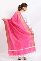 Mominos Fashion Moeza Women's Banarsi Silk Woven Design Pink Dupatta - Distacart