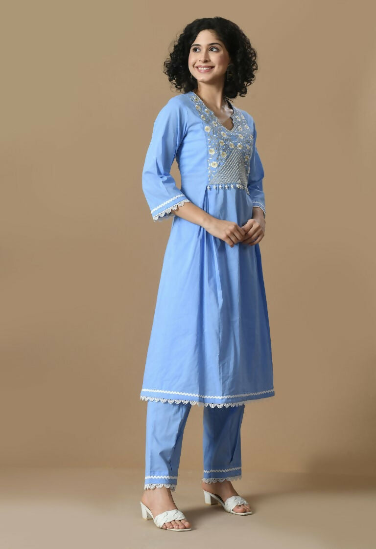 Joban Fashion L.Blue Cotton Kurta Set