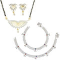 AanyaCentric Gold-plated Mangalsutra Pendant Earring Set & Silver Plated Anklet - Distacart
