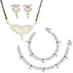 AanyaCentric Gold-plated Mangalsutra Pendant Earring Set & Silver Plated Anklet - Distacart