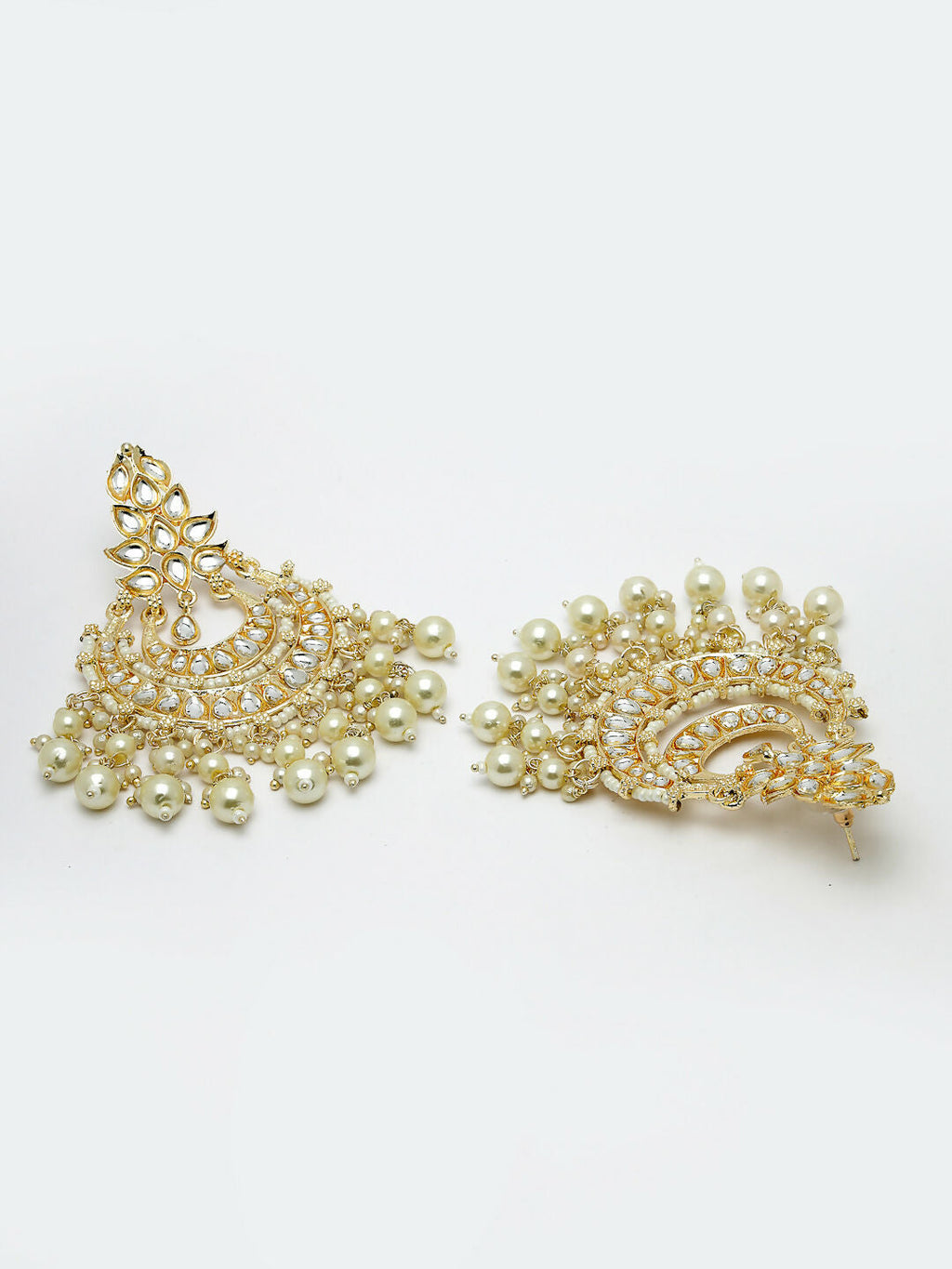NVR Women Gold-Plated Kundan Chandbali Earrings - Distacart