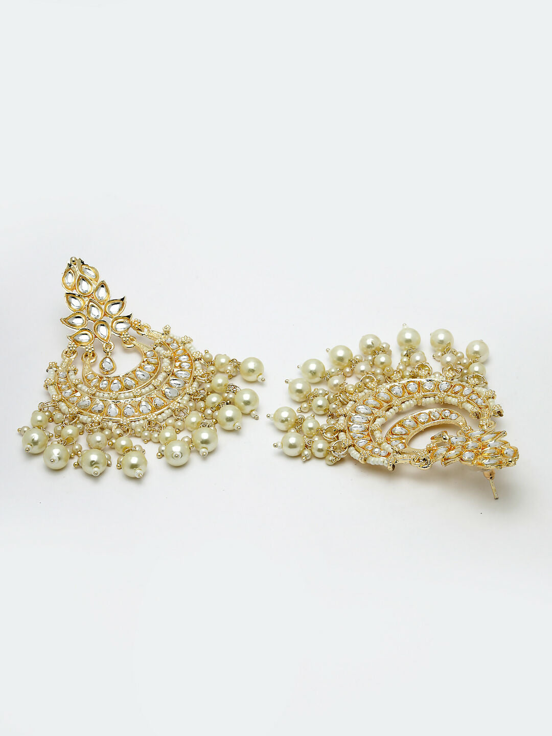NVR Women Gold-Plated Kundan Chandbali Earrings - Distacart