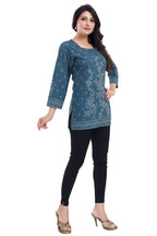 Snehal Creations Graceful Gray Faux Crepe Short Kurti Tunic Top