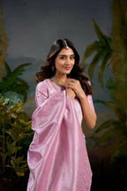 Vastranavya Baby Pink Kanjivaram Zari Weaving Work Saree with Unstitched Blouse