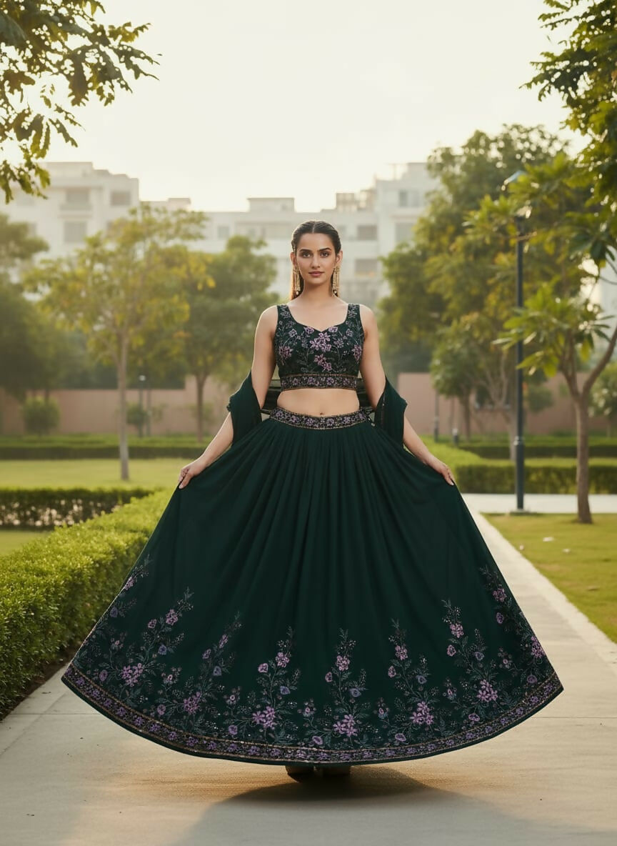 Lehenga Mart Designer Indian Wedding Lehenga Choli-Green - Distacart