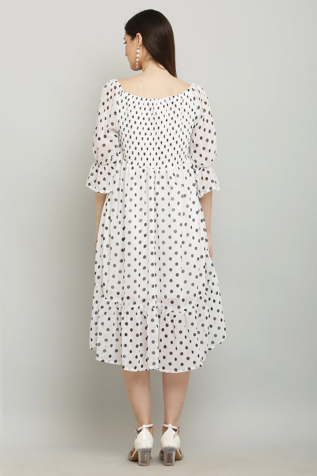 PAVONINE Polka Dots Body Kansai White Dress For Women - Distacart
