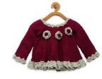 ChutPut Hand knitted Crochet Beautiful Wool Dress For Baby Girls - Purple