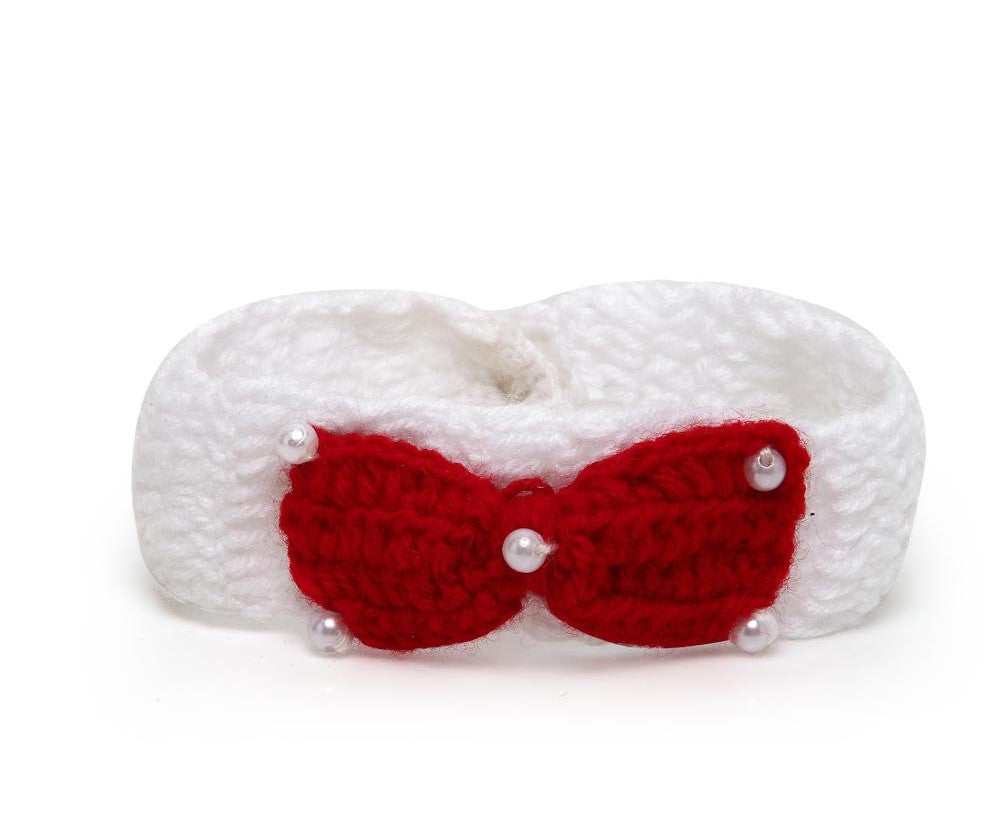 ChutPut Hand knitted Cinderella Wool Dress with Head band For Baby Girls  - White