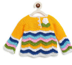 ChutPut Hand knitted Crochet Arcade Wool Dress For Baby Girls - Yellow