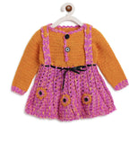 ChutPut Hand knitted Crochet Funky Wool Dress For Baby Girls - Multi