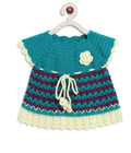 ChutPut Hand knitted Crochet Adorable Wool Dress For Baby Girls - Green