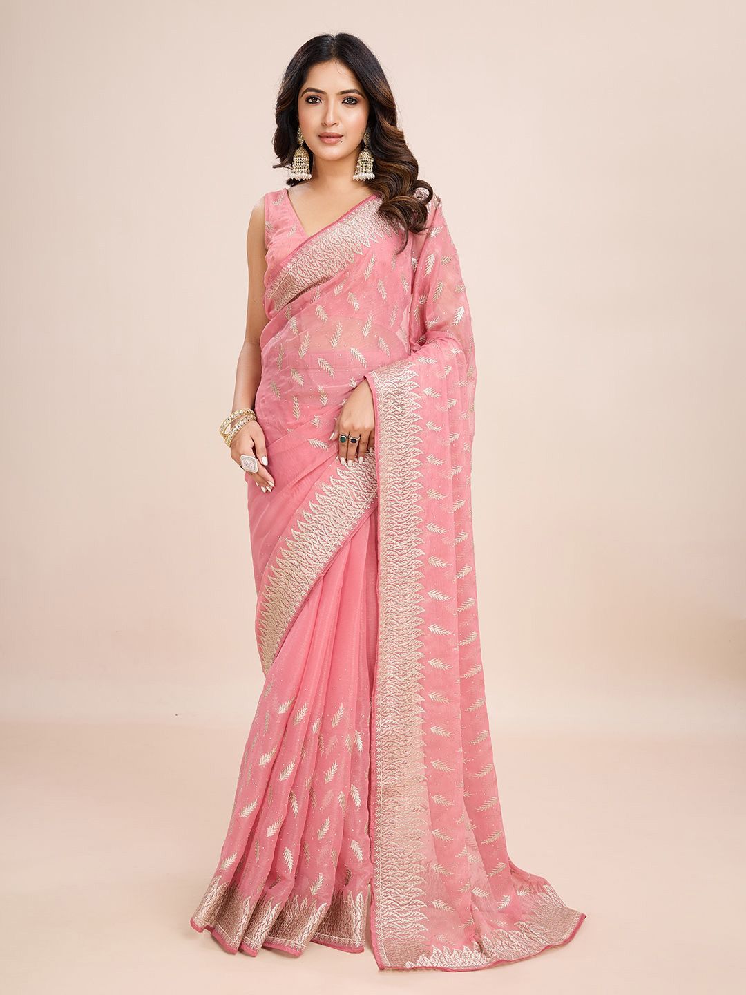 kasee Floral Embroidered Art Silk Ready to Wear Saree