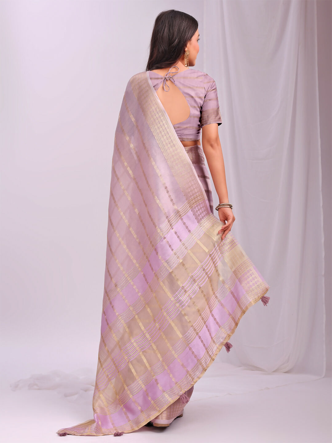 Shree Shyam Fashion Organza Light Pink Saree - Distacart