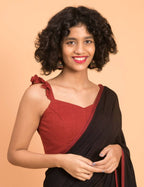 Suta Black Maroon Solid Cotton Saree - Distacart