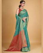 Sea Green Silk Woven Design Saree With Unstitched Blouse Piece - Akshita