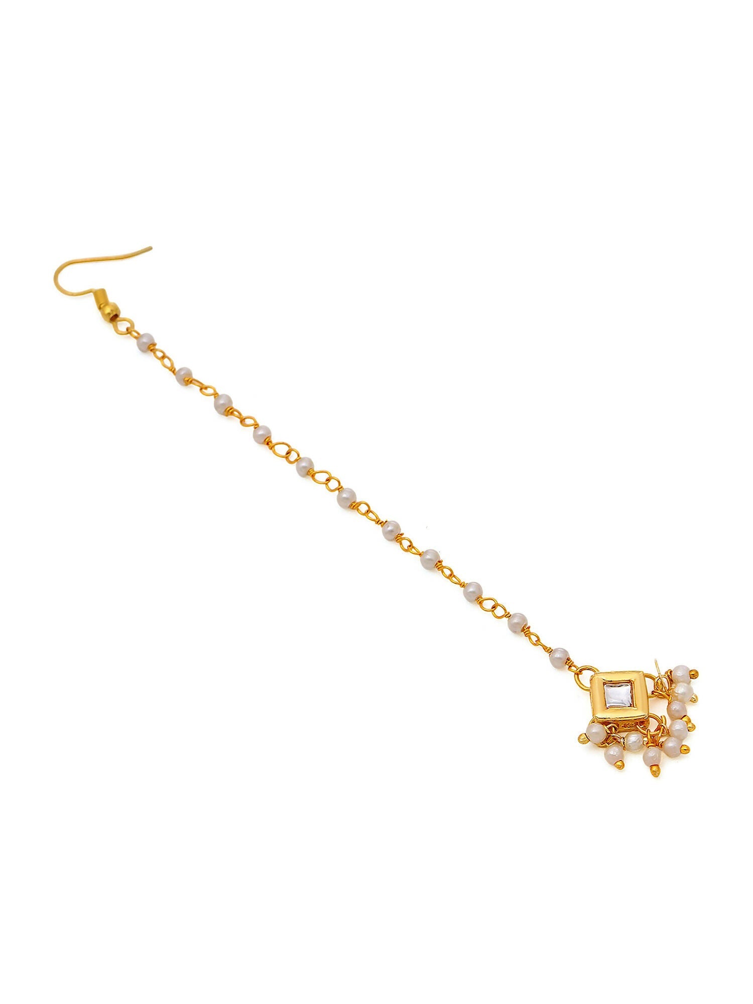 Ruby Raang Gold Square with Pearls Kundan Maang Tikka - Distacart