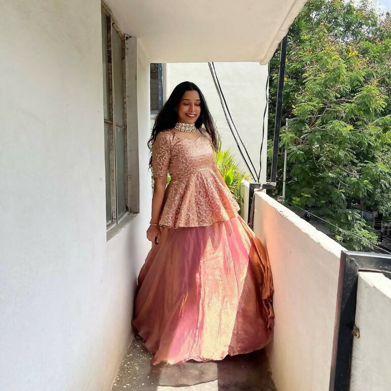 Teeya Creation Peach Color Crunchy Silk Embroidery Work Festiwal Wear Salwar Suit - Distacart