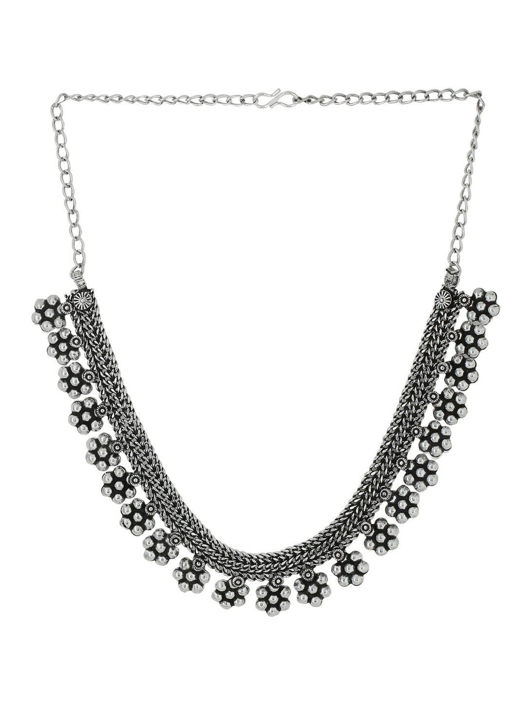 NVR Women Silver-Plated Oxidised Necklace