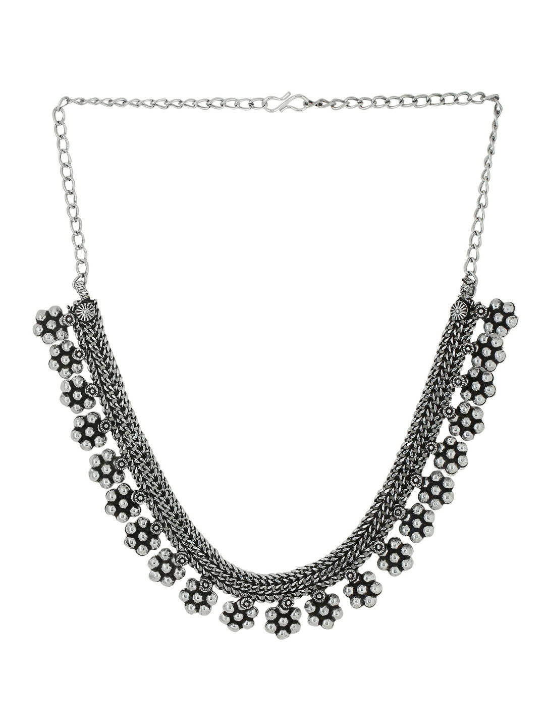 NVR Women Silver-Plated Oxidised Necklace
