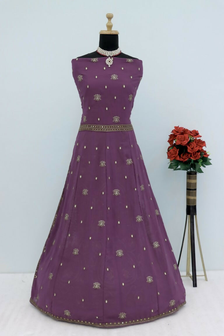 Vastranavya Lite Lavender Georgette Embroidered Sequins Work Anarkali Style A Line Suits