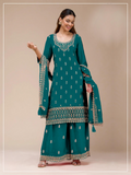 Anaita Teal Green Georgette Stitched Suit with Heavy Embroidery Work - Distacart
