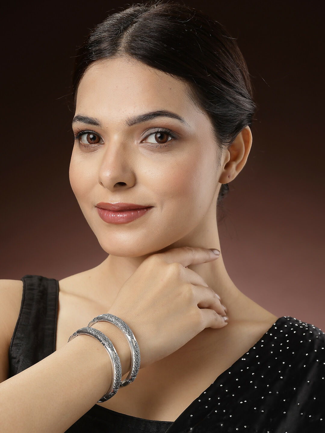 NVR Women's Silver-Toned German Silver Peacock Design Oxidised Kada Bangle - Distacart