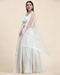 White Pure Viscose Georgette Sequence Embroidery work Lehenga Choli with Dupatta - Aakriti