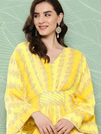 Ahalyaa Women's Traditional Wear kaftan Kurta - Yellow