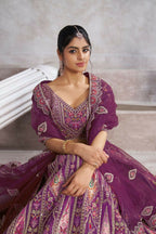 Kesar Fab Purple Banarasi Silk Hand_Woven Lehenga