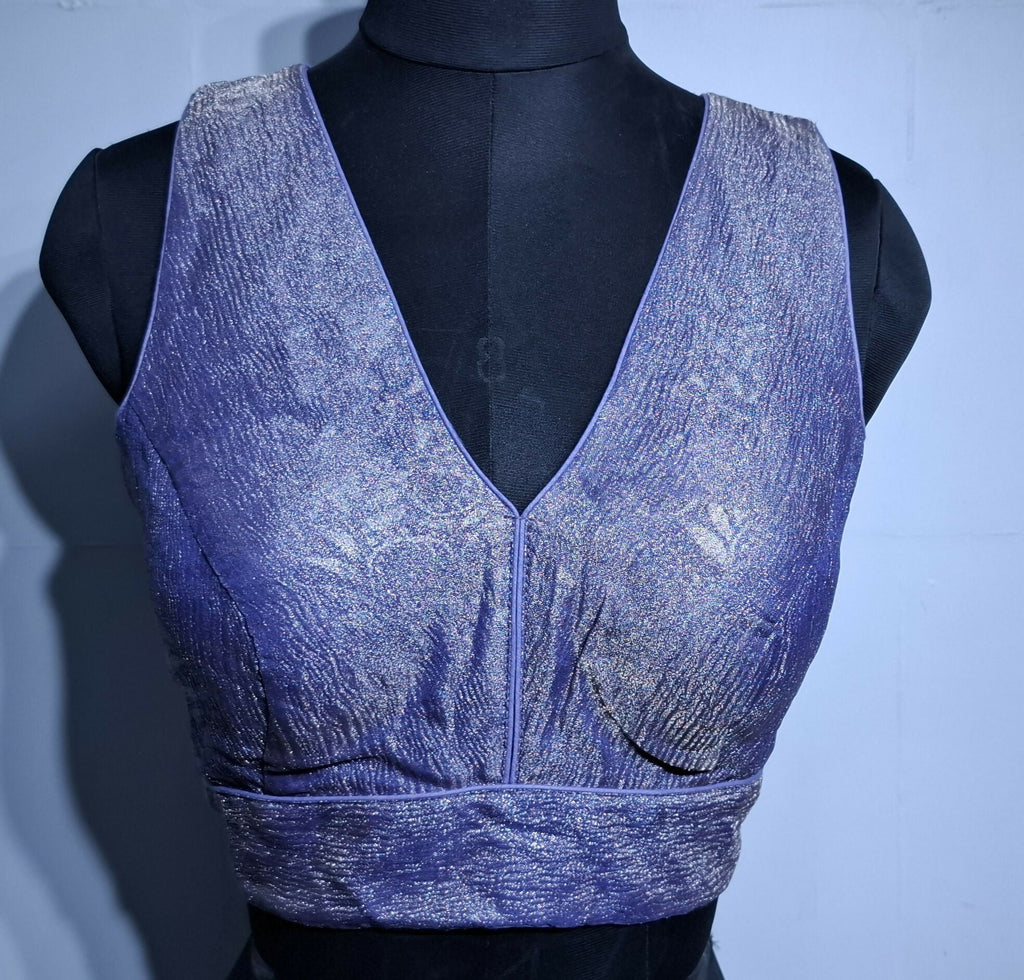 Kia Fashions Lilac Crush Tissue Self Design Readymade Blouse - Distacart