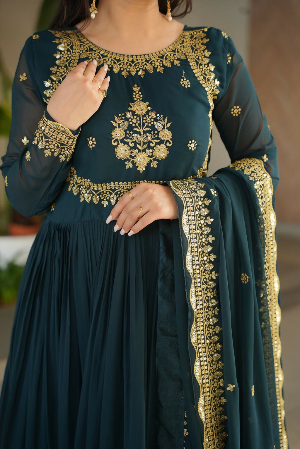 Joban Fashion Rama Georgette Sequence Embroidery Work Kurta Set - Distacart
