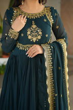 Joban Fashion Rama Georgette Sequence Embroidery Work Kurta Set - Distacart